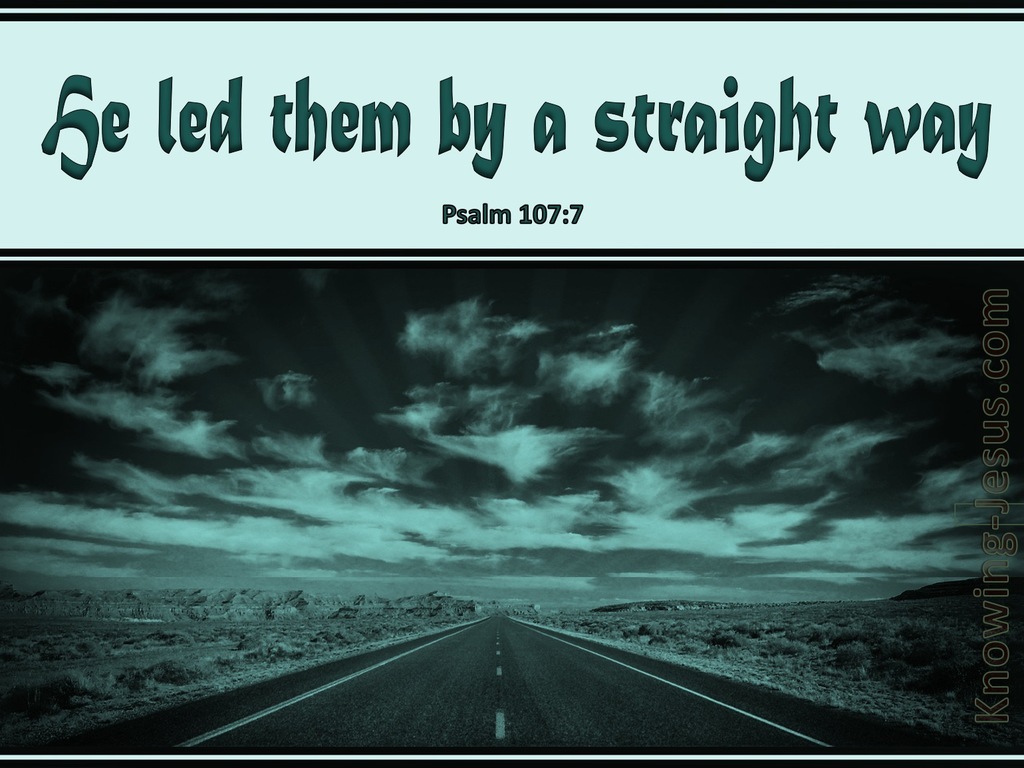Psalm 107:7 He Led Them By A Straight Way (green)